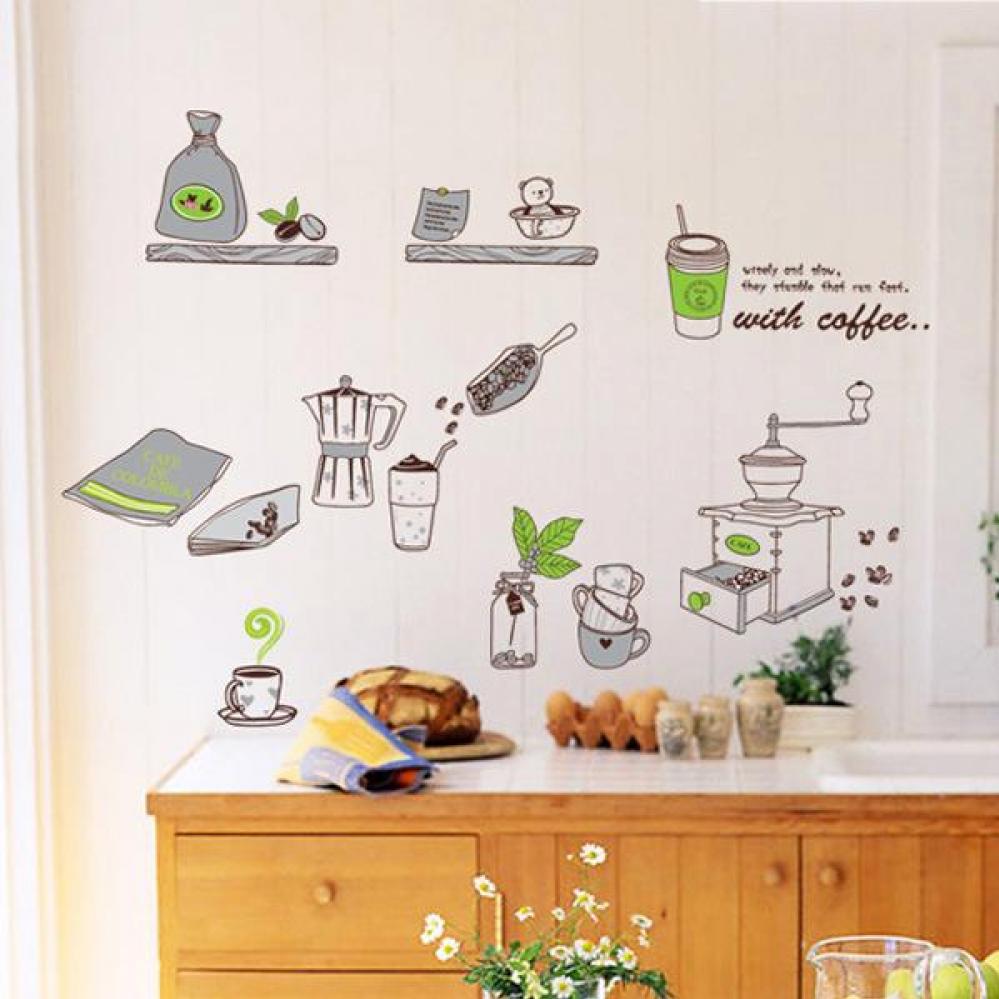 Decal dán tường with coffee AY7029-framedecals