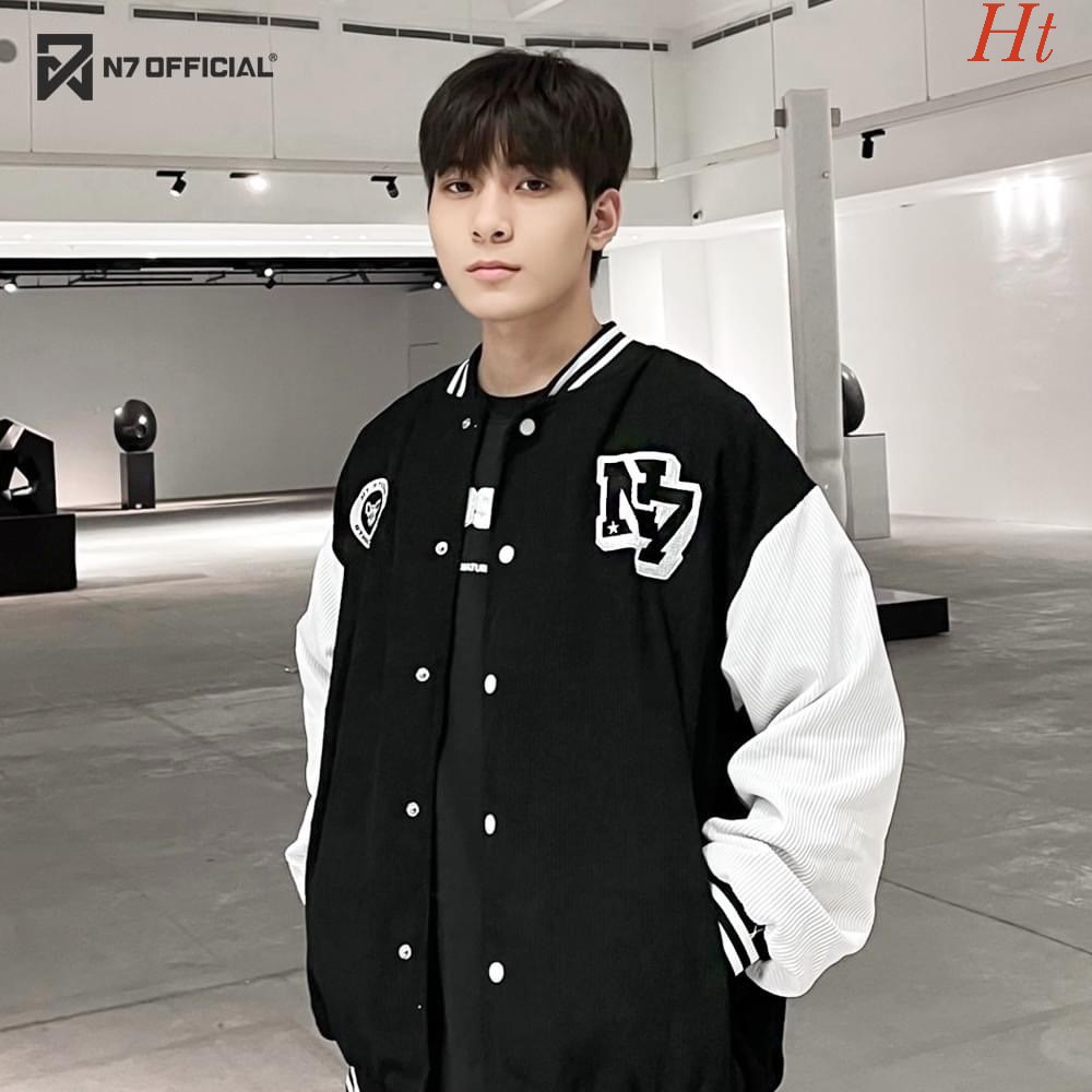 Áo Khoác Bomber Phối tay N7 bomber bóng chày basic nam nữ form rộng