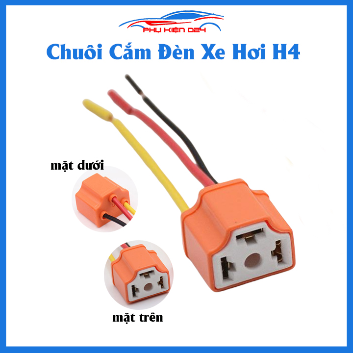 Chuôi cắm đèn, đui đèn sứ H4 dùng cho đèn pha ô tô, xe máy, chịu nhiệt tốt