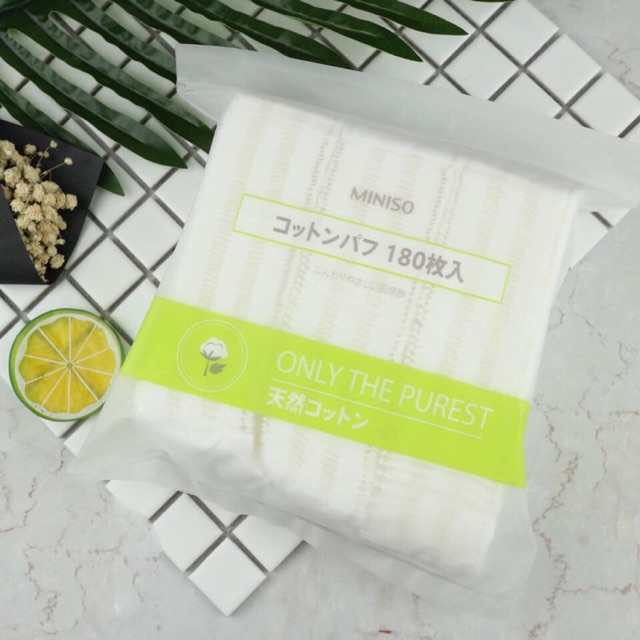Bông tẩy trang Miniso túi 180 miếng siêu thấm