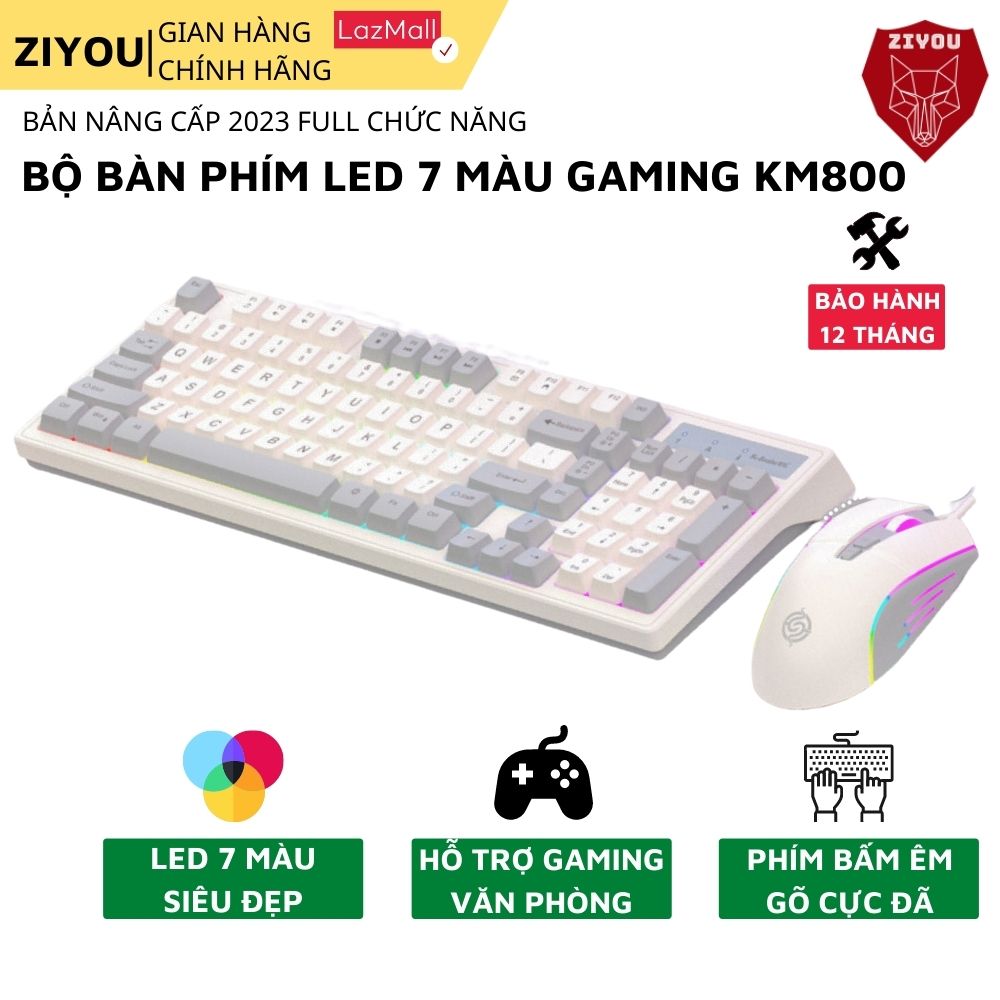 Bàn Phím Gaming Và Chuột Led Ziyou KM800 Màu Cực Đẹp Dùng Văn Phòng, Chơi Game Phím Bấm Êm