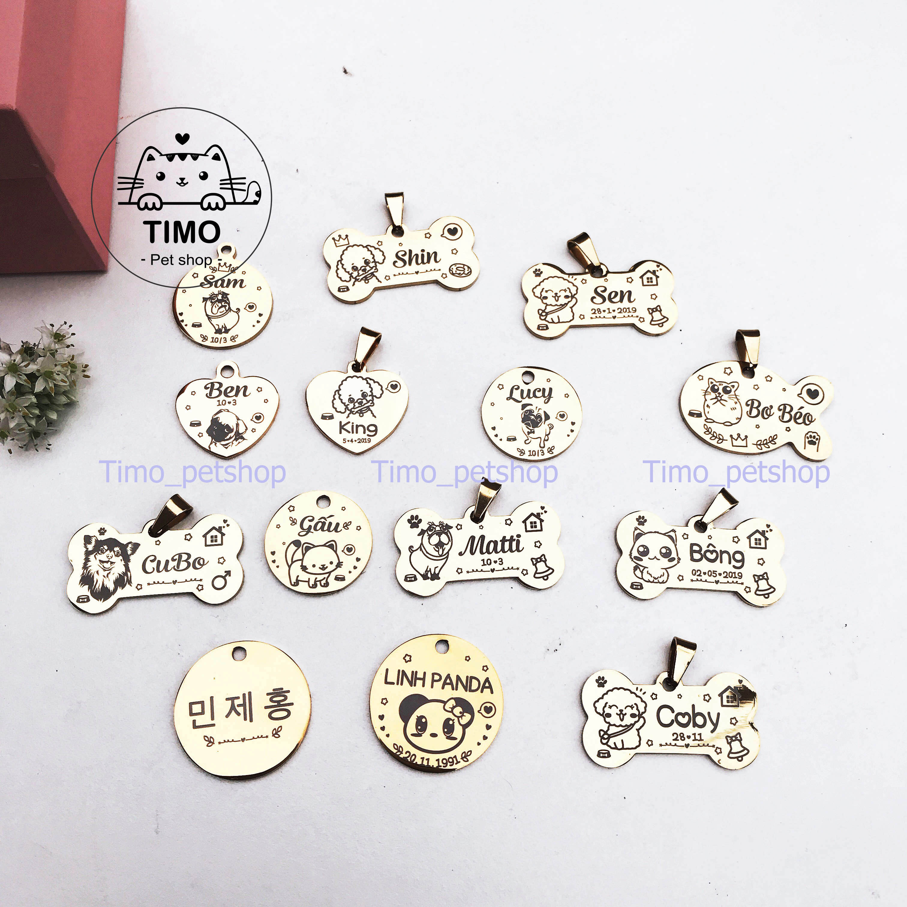 Thẻ tên Thú cưng - Inox (Tặng kèm chuông)