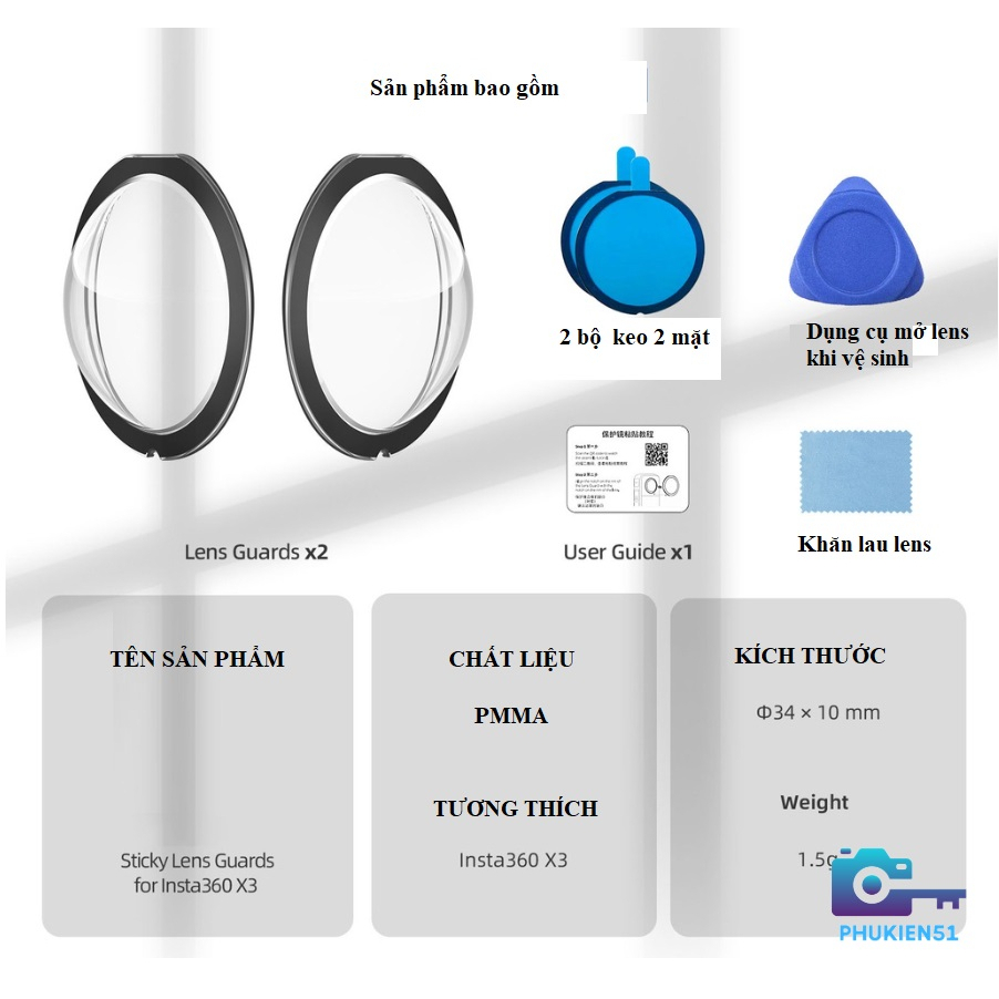 Lens Guards bảo vệ ống kính camera Insta360 ONE X2 X3- Sticky Lens Guards