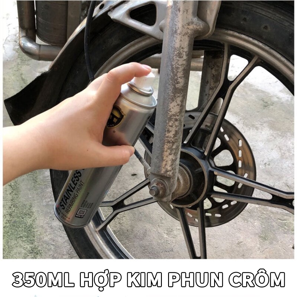 HomeAid Sơn Bạc Mạ Crom Sơn Xịt Mạ Chrome Sáng Bóng 350ml - Chai Sơn Mạ Siêu Bóng-Sơn xe