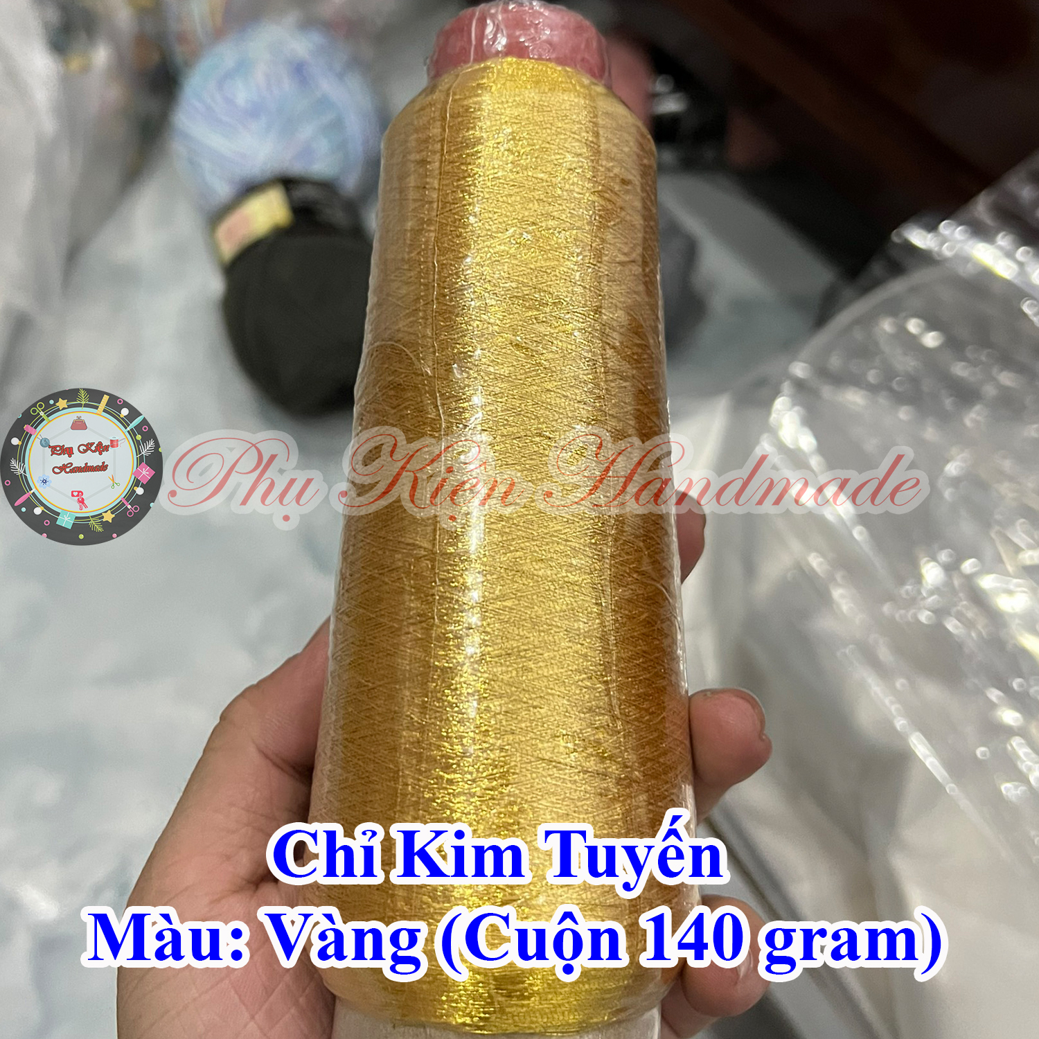 Chỉ kim tuyến móc kèm cuộn 140gram