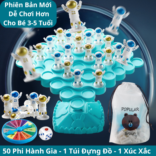 Ếch cân bằng, Đồ chơi xếp hình cây cân bằng 50 phi hành gia cho bé trai, bé gái