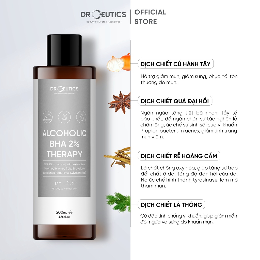 Toner DrCeutics 2% BHA Làm Sạch Và Cân Bằng Da