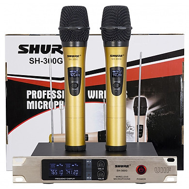 Bộ Micro Karaoke Không Dây Shure SH-300G Chất Liệu Nhôm 2 Micro