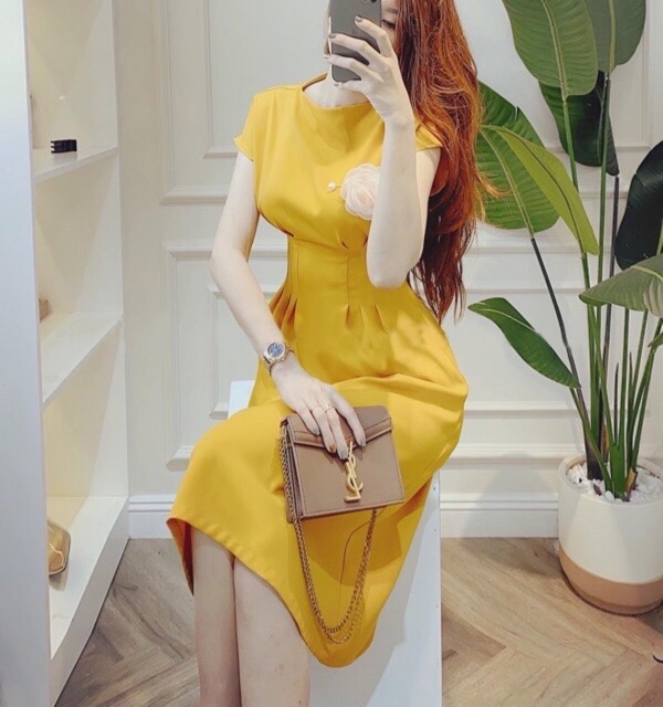 Đầm tay con xếp li eo 3 màu