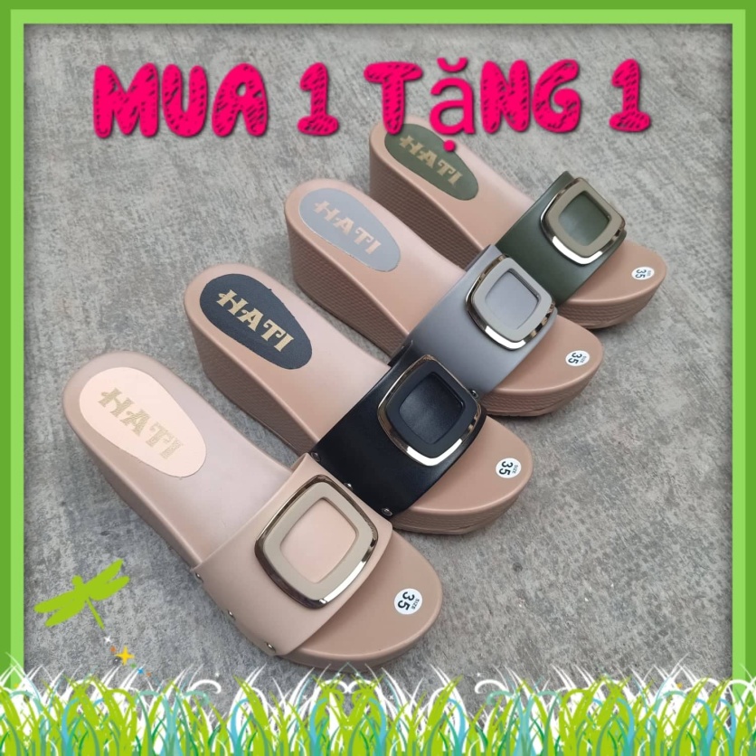 (BH 2 năm) Dép xuồng đế đúc quai ngang cao ~7cm, dép nữ, dép thời trang hè giá rẻ