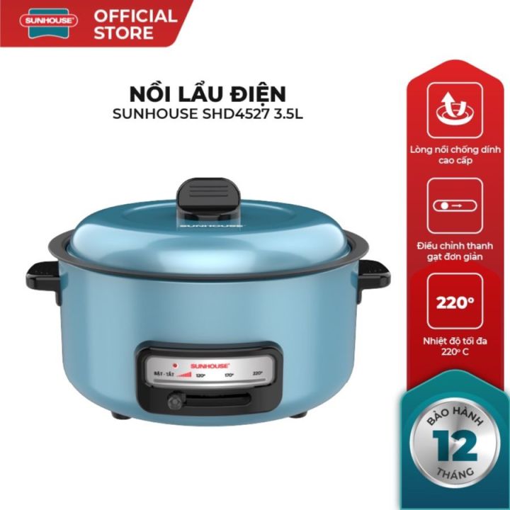 Lẩu điện 3,5 lit sunhouse shd4527 công suất 1300w