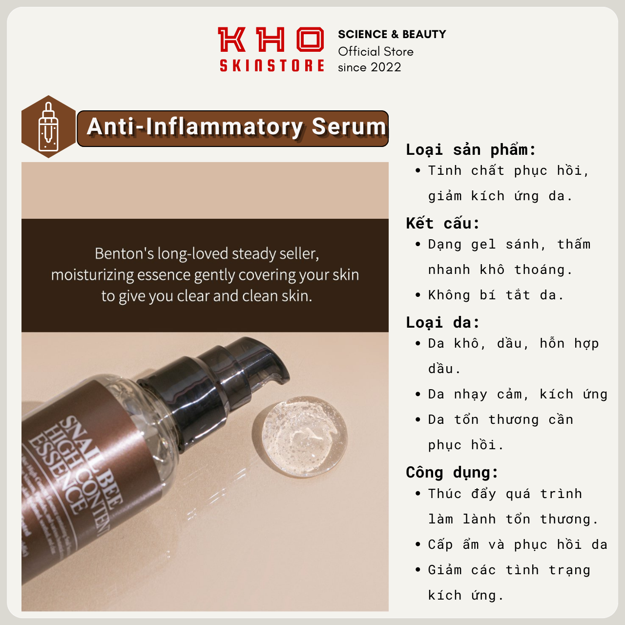 [KhoSkinStore] Benton tinh chất ốc sên Snail Bee High Content Essence New 100ml