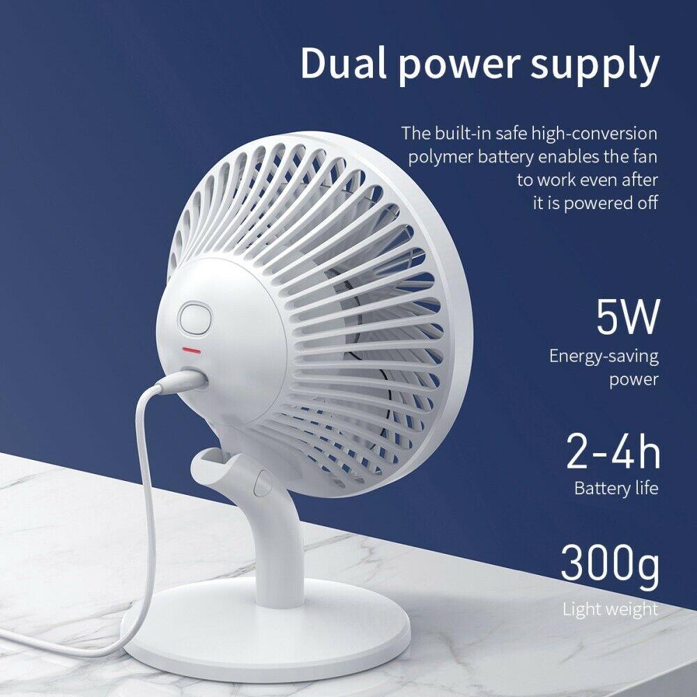 Quạt mini để bàn Baseus Ocean Fan (Pin sạc 2000mAh, 4 mức tốc độ - Mini USB Rechargeable Air Cooling Fan Clip Desk Fan)