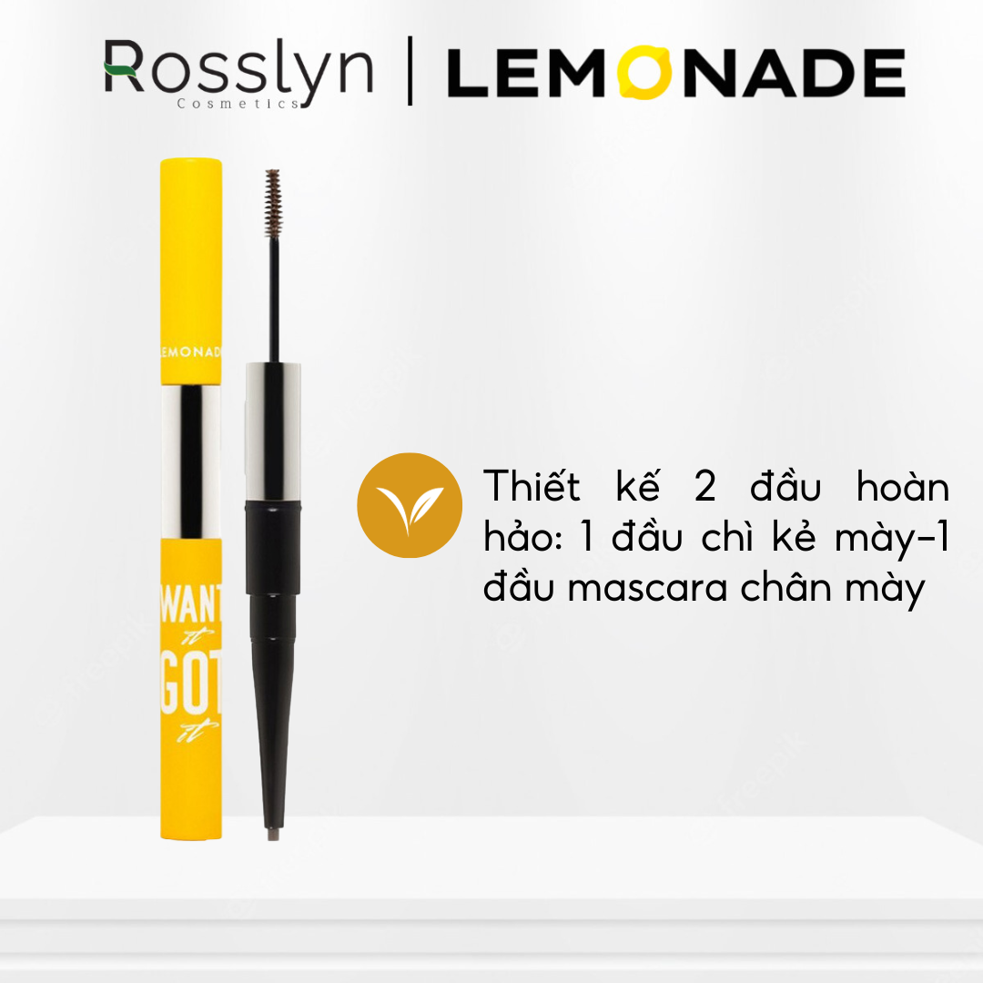 Chì Kẻ Mày 2 Đầu Lemonade Want It Got It Dual Eyebrow 2g+2ml Rosslyn