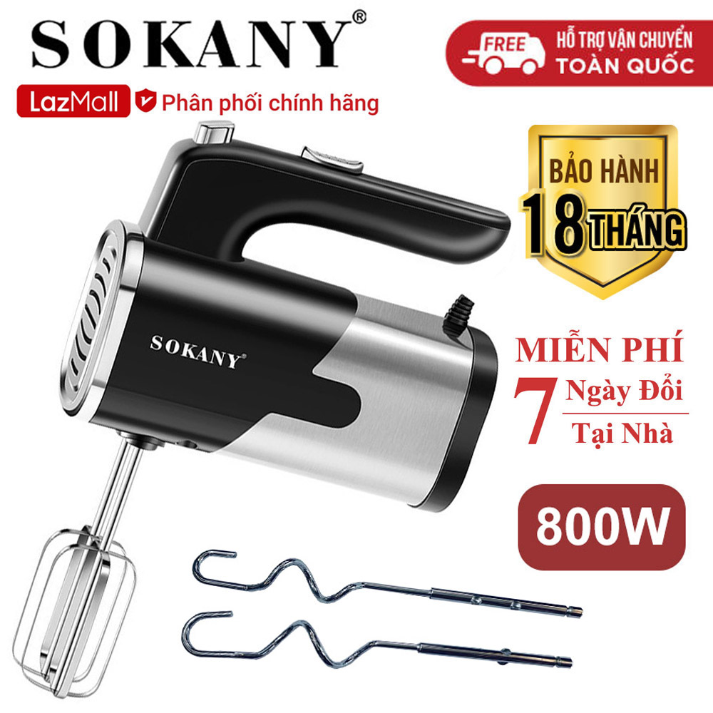 Máy đánh trứng SOKANY 800W đánh được bột,Máy trộn bánh làm bánh sokany có 5 tốc độ điều chỉnh chuyên dụng SK-6621 [ ĐỔI MỚI TẠI NHÀ KHÔNG MẤT PHÍ - BẢO HÀNH 18 THÁNG ]