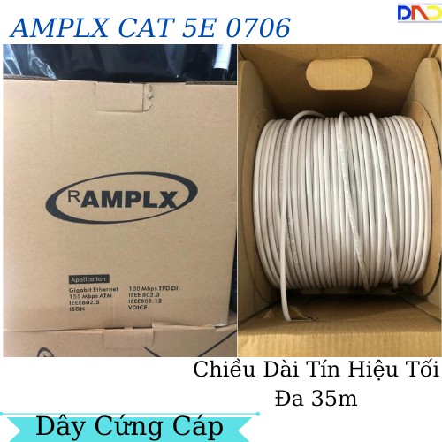Thùng cáp mạng cat 5e chống nhiễu amp lx 0706 - 300m- thùng 14-5kg- hình thật clip thật sản phẩm tốt chất lượng cao cam kết hàng giống mô tả