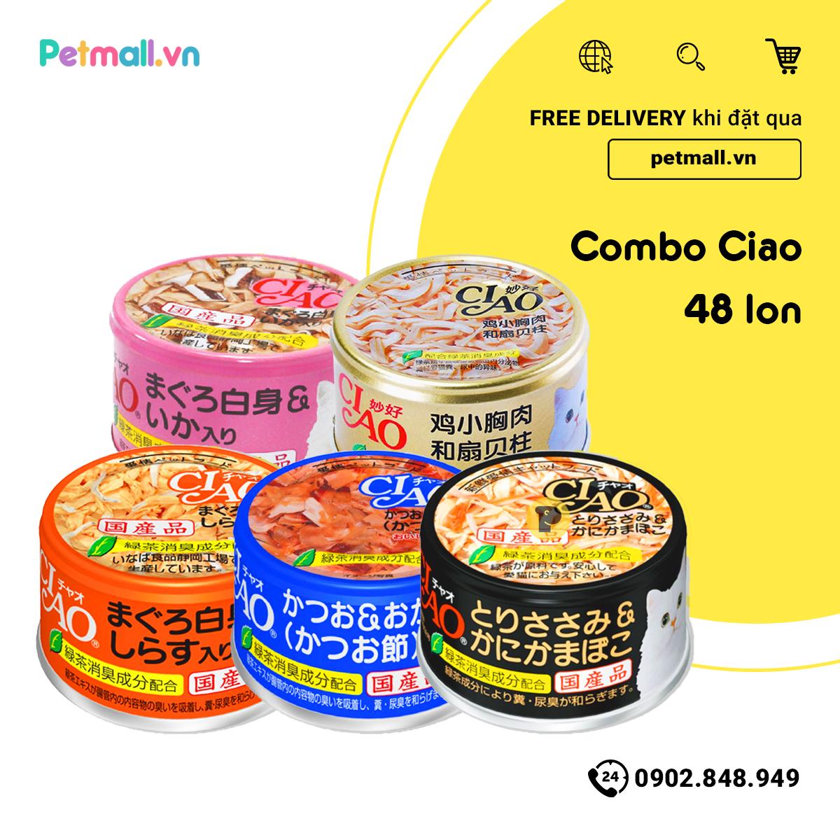 Combo Pate mèo CIAO 85g Mix vị  - 48 lon Petmall