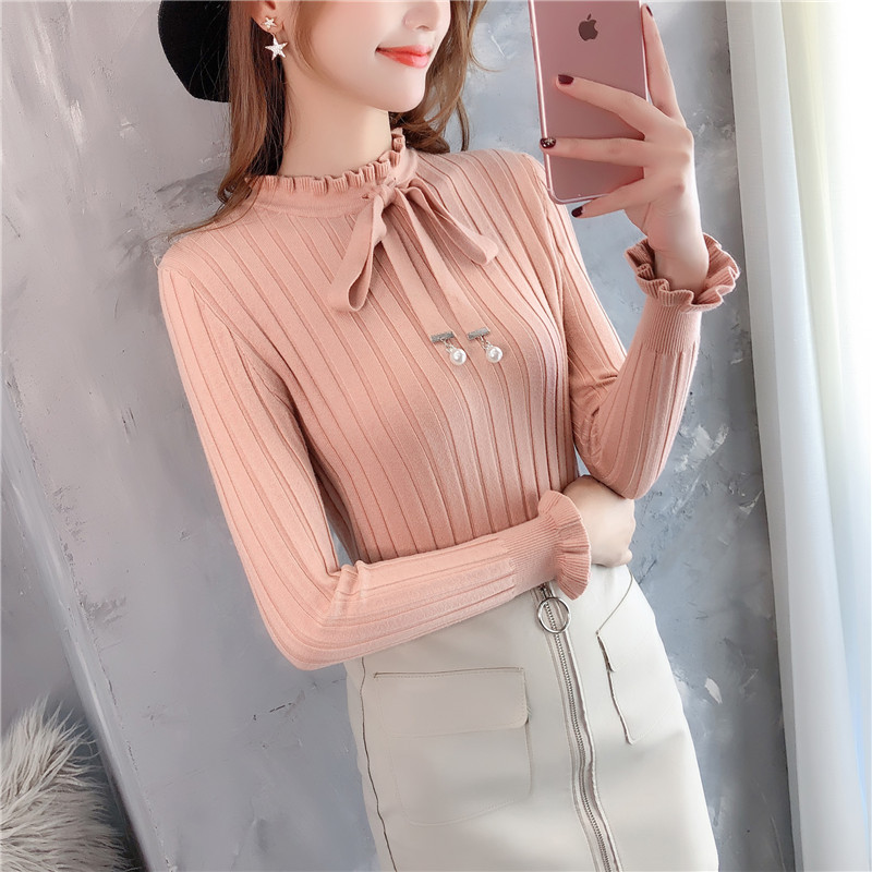ÁO LEN CỔ VIỀN NƠ XINH XẮN
