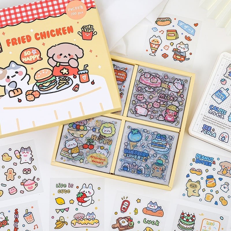 [ FULL SET 100] Set Sticker 100 Tấm Dễ Thương- Full Hộp