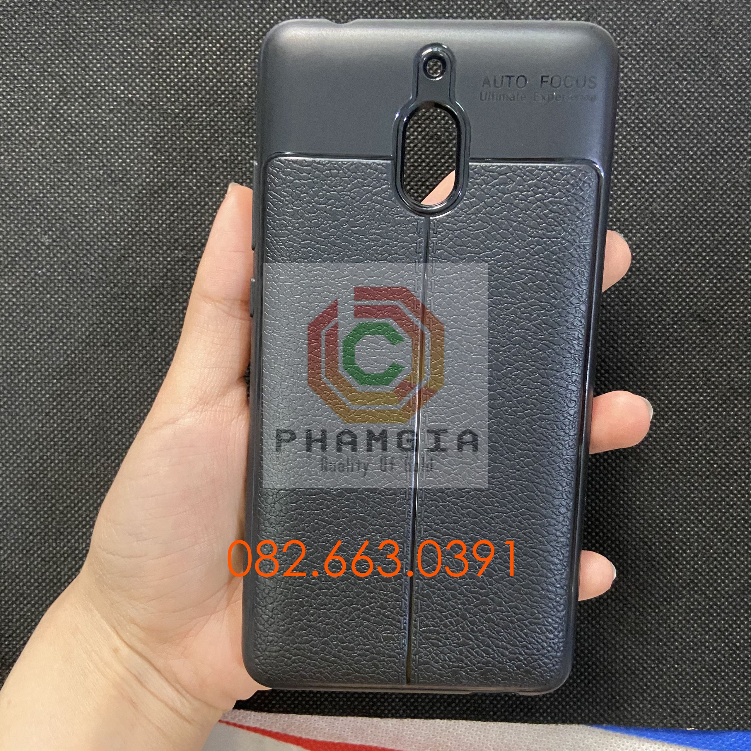 Ốp lưng Nokia 2.1 auto dẻo đen giả da siêu bền