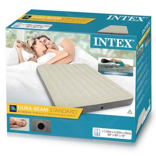 Bộ Nệm Hơi Đôi INTEX Trắng Sáng 152x203x25cm Kèm Bơm Tay 2 Chiều - 64709