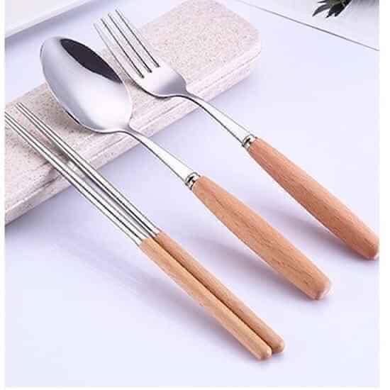 Bộ thìa đũa lúa mạch cán gỗ