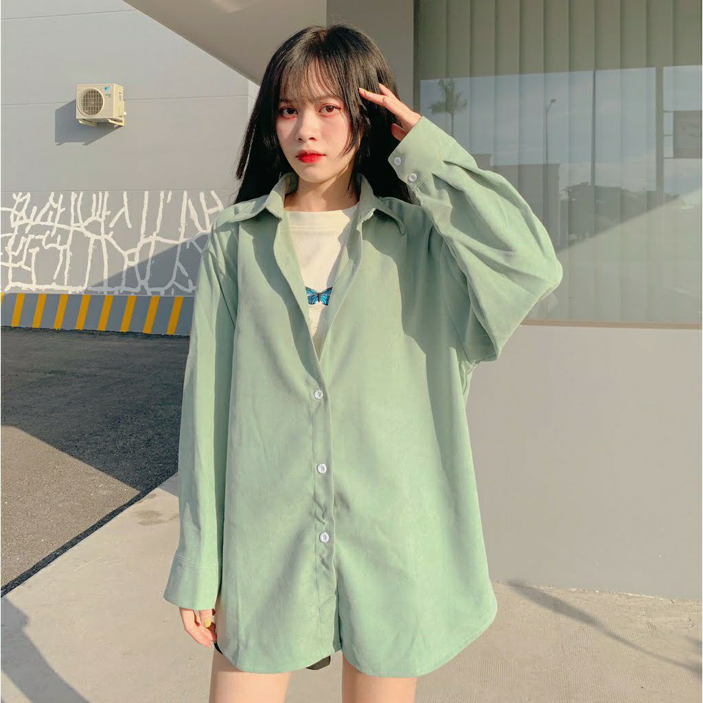 [HCM]Áo Sơ Mi Nhung nữ