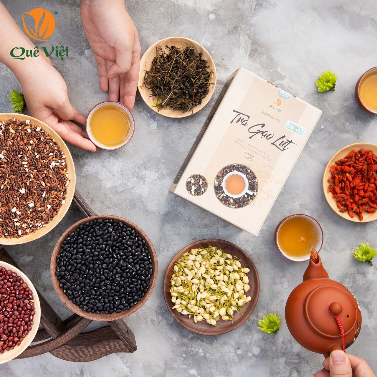 Trà gạo lứt Quê Việt 600gr