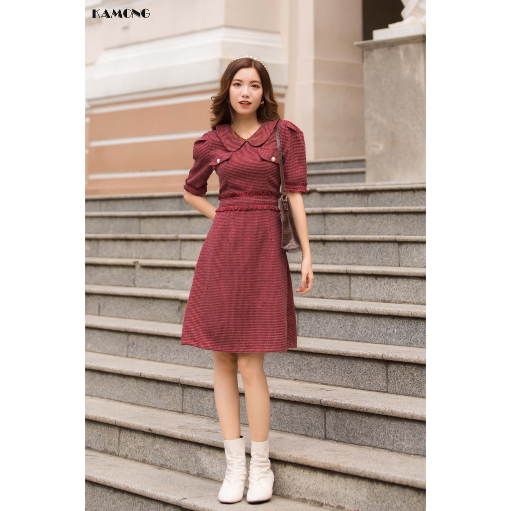 Đầm Cổ Sen Tua Eo Kamong D131