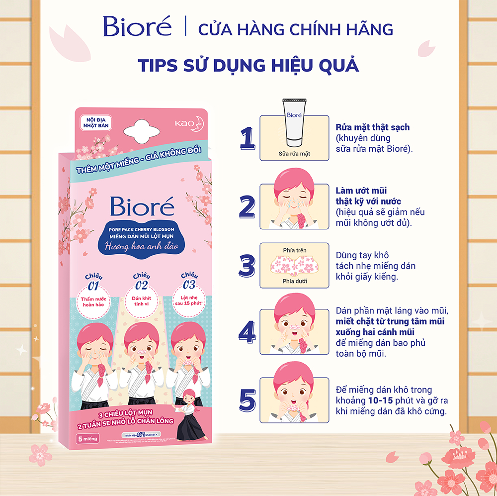 (Chọn Hương) Combo 3 Hộp Miếng Dán Lột Mụn Mũi Biore Pore Pack (5 miếng/hộp)