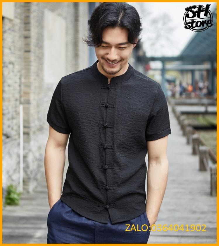 Áo sơ mi đũi cổ tàu nam!
