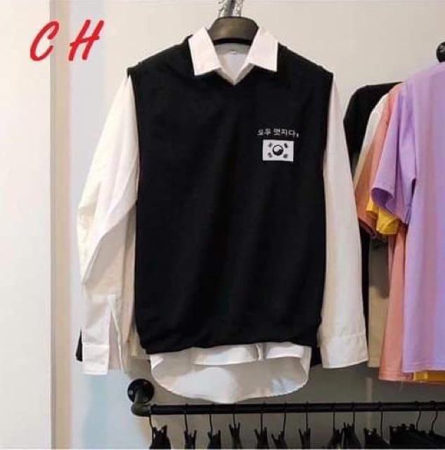 Sét áo gile cờ hàn kèm áo sơ mi COH0919