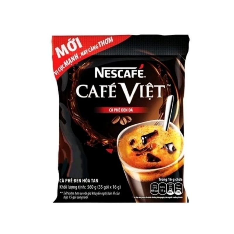 Nescafe Cafe Viet Black Iced 560 Gram, rich and refreshing flavor (35 packs x 16g)