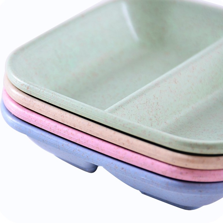 Đĩa đựng gia vị 2 ngăn bằng lúa mạch (bát nước chấm)