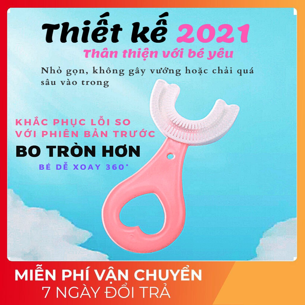 HCMBàn chải đánh răng chữ U silicon cho bé từ 2 tuổi siêu mềm