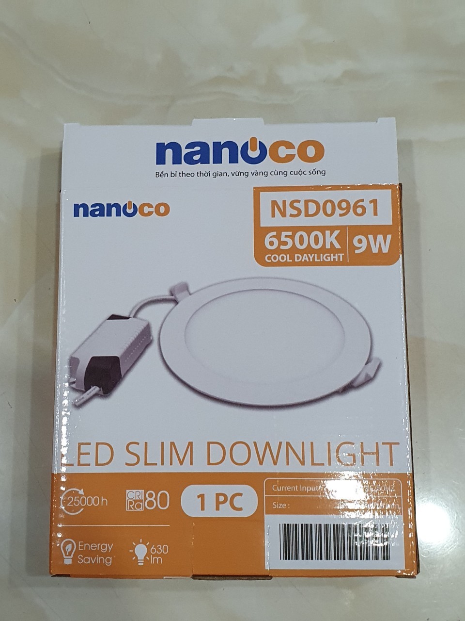 Đèn Led Âm Trần Mỏng 9W Nanoco Khoét Lổ Phi 135mm