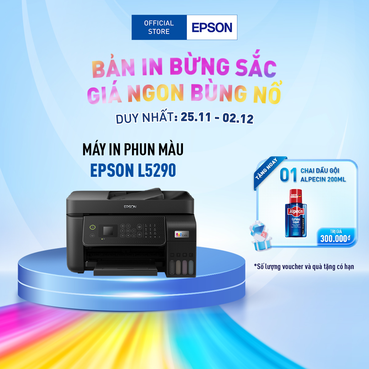 Máy in phun màu đa năng Ecotank Epson L5290, máy in văn phòng