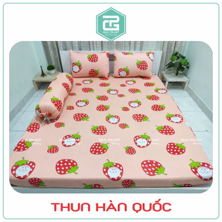 Bộ ga gối Thun Lạnh Hàn Quốc { 4 món : 1 ga bọc + 2 vỏ gối nằm + 1 vỏ gối ôm }