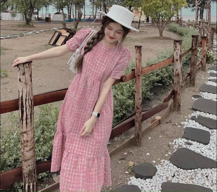 Váy bầu thời trang thiết kế sơ mi chất lụa hàn châu freesize từ 45 đến 70kg-đầm bầu mùa hè