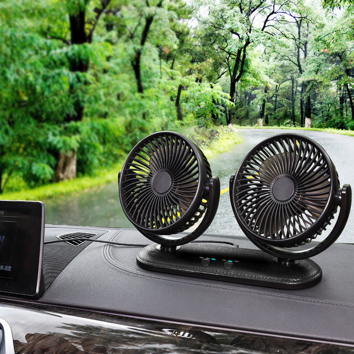 The mini double fan rotates 360 degrees