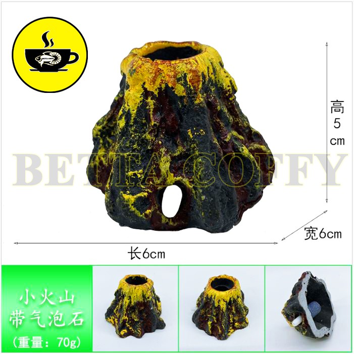 Núi Lửa sủi bọt khí oxy - Mô hình Trang trí bể cá - TẶNG KÈM VIÊN SỦI TAIWAN mini