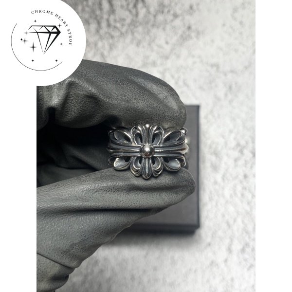 [True photo] unisex ring floral heart double silver full box high capacity.