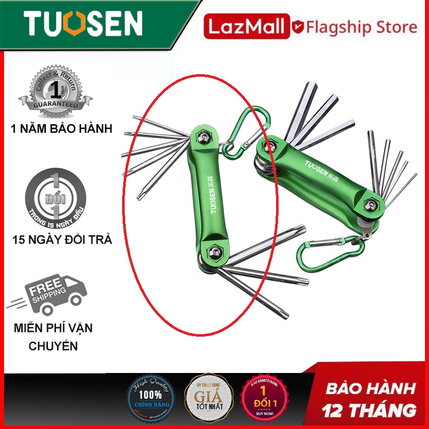 Bộ lục giác gập 8 chi tiết mẫu hoa thị và lục giác - Hàng chính hãng Tuosen
