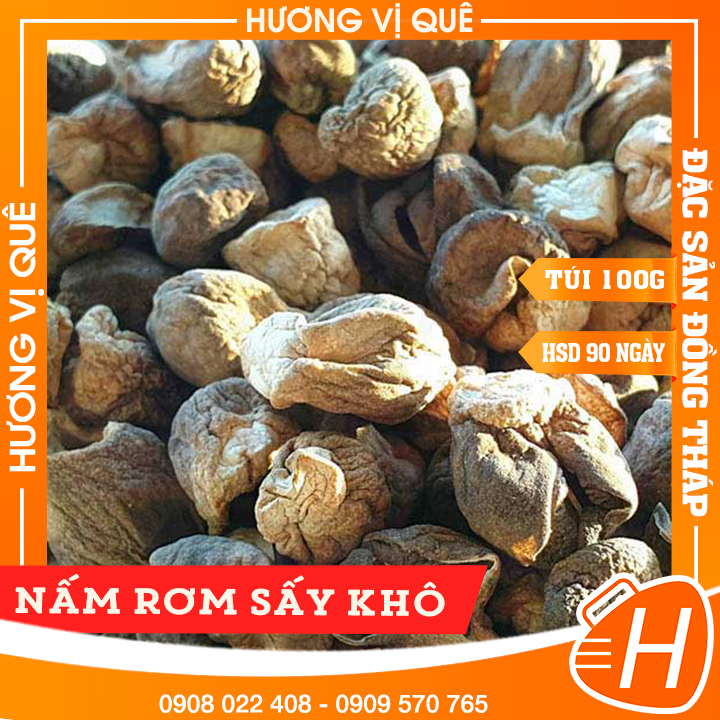 Nấm rơm sấy khô - túi hút chân không 100g - đặc sản đồng tháp