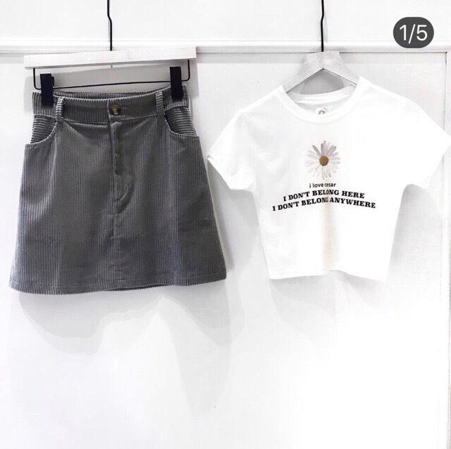 [Mạnh Dũng Store 1] Áo thun croptop họa tiết hoa cúc