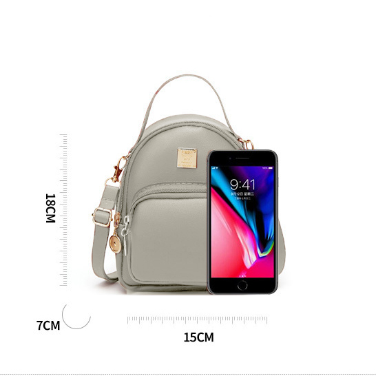 [HCM]Balo Mini Nhỏ Xinh Da Trơn Xám