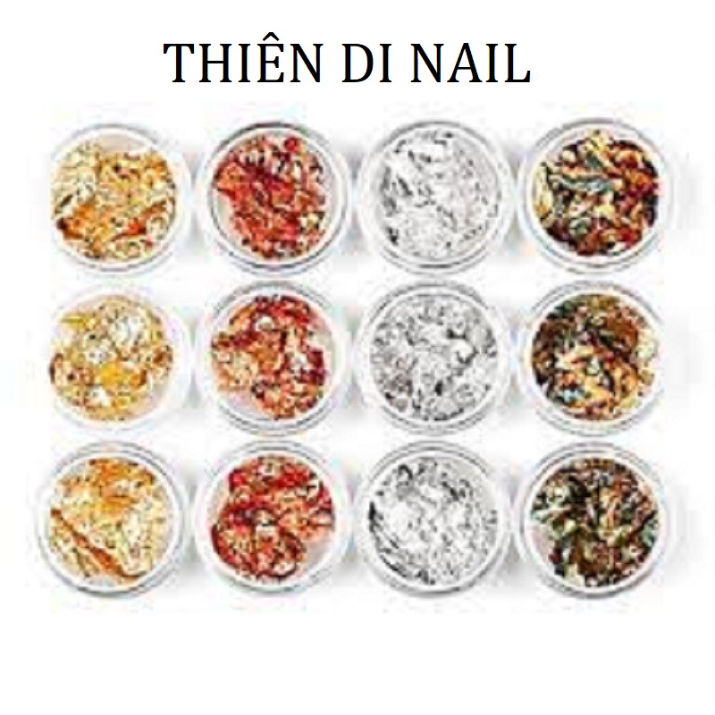 Giấy bạc nhún nail set 12 hũ