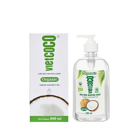 Dầu dừa hữu cơ ép lạnh Vietcoco chai vòi nhấn