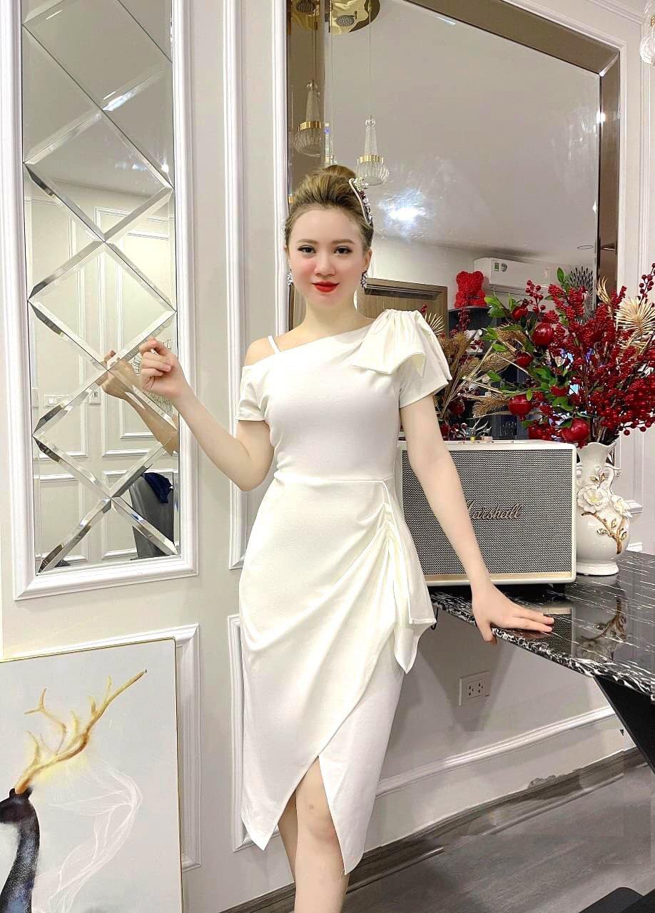 [FREESHIPMAX] Đầm lệch vai nơ sang trọng