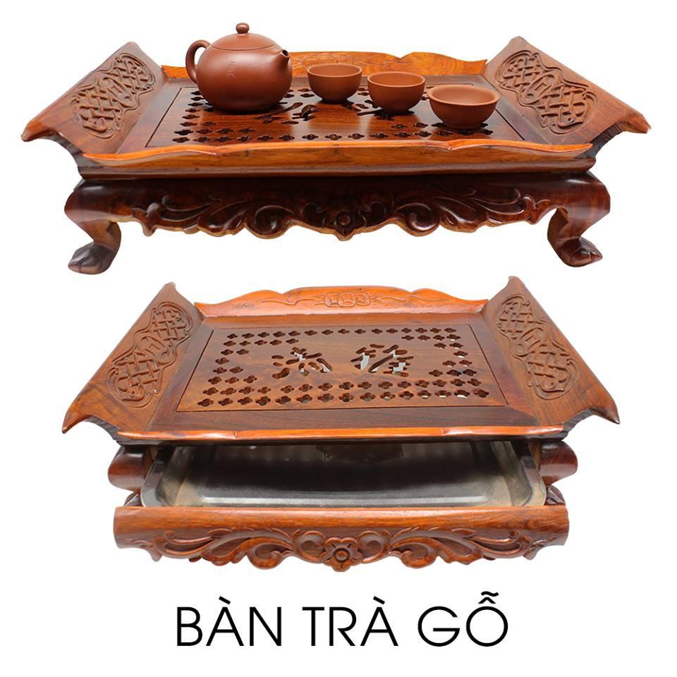 Khay trà gỗ hương cuốn thư